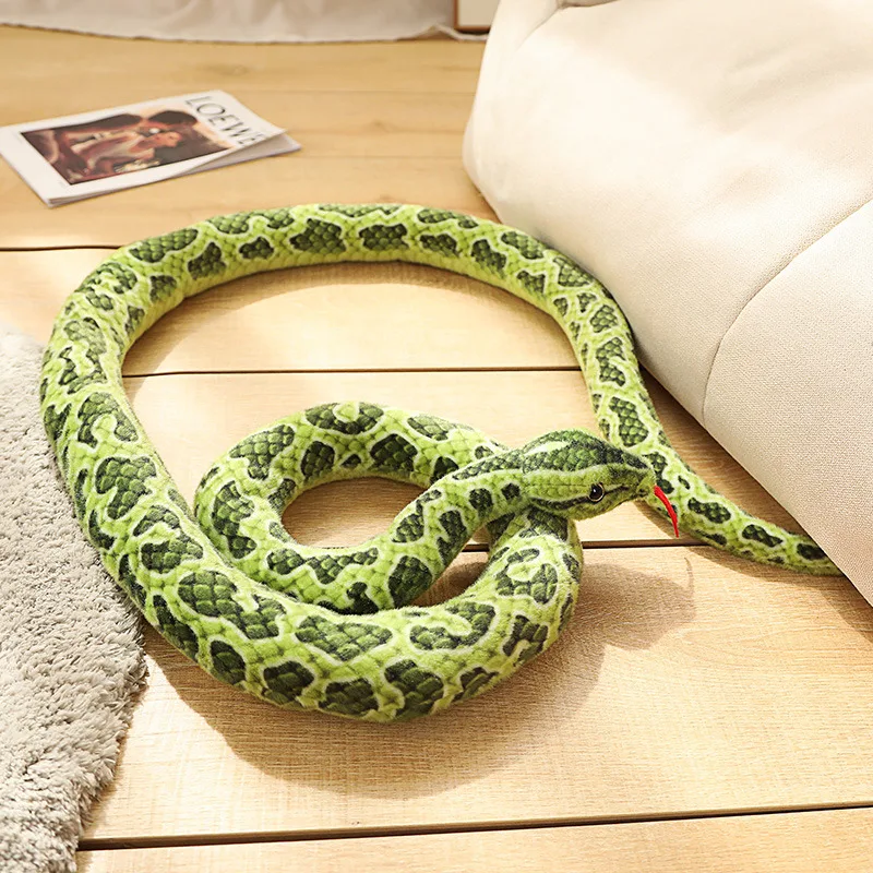 2M/3M Real Life Snake Plush Toy Giant Piebald Snake Stuffed Long Snake Plush Brown Yellow Green Creative Decor Gift - Image 7