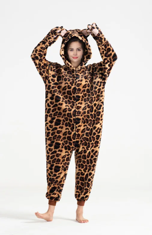 Milk Loong Cartoon Onesie For Women With Zipper Hooded Onesie Homewear Flannel Cartoon Pajamas - Image 14