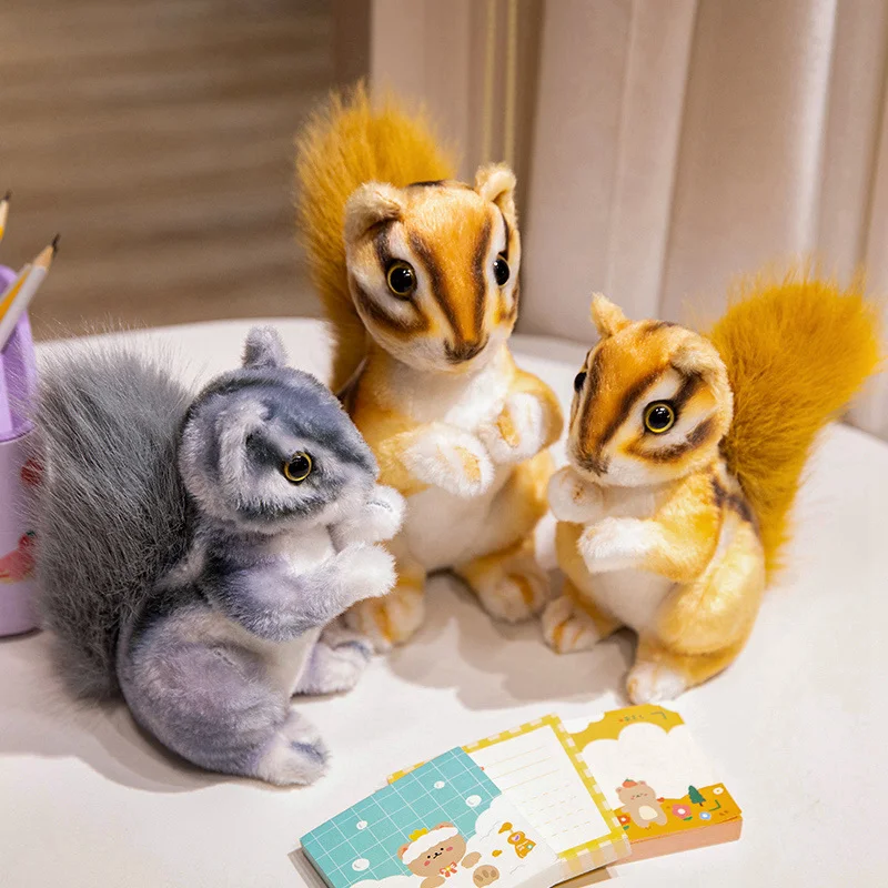 Lovely Plush Squirrel Model Decoration Soft Stuffed Cartoon Animals Dolls Home Decoration For Birthday Gift Squirrel Plushie - Image 5