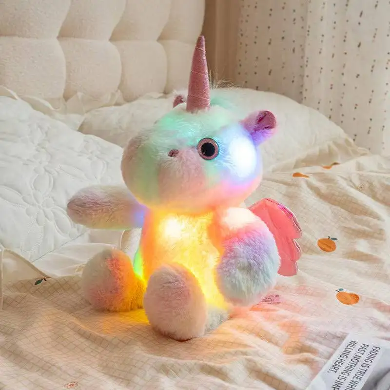 The latest luminous unicorn horse Kawaii plush toy figurine doll cartoon anime cute companion sleeping children gift doll