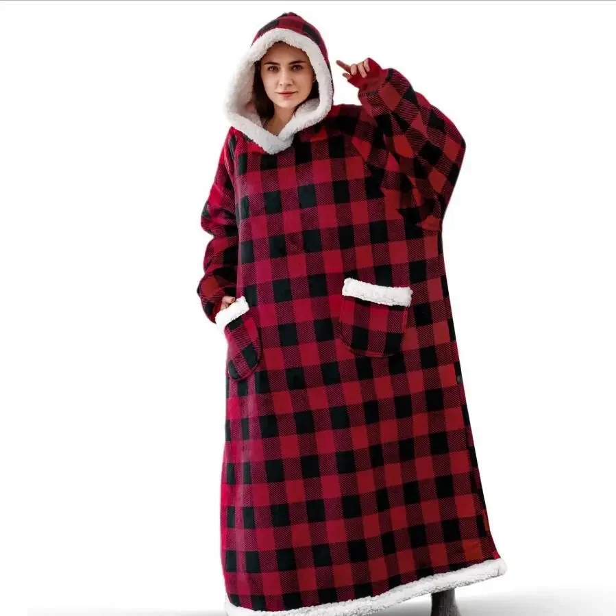 Super Long Flannel Blanket with Sleeves Winter Hoodies Sweatshirt Women Men Pullover Fleece Giant TV Blanket Oversized New - Image 12