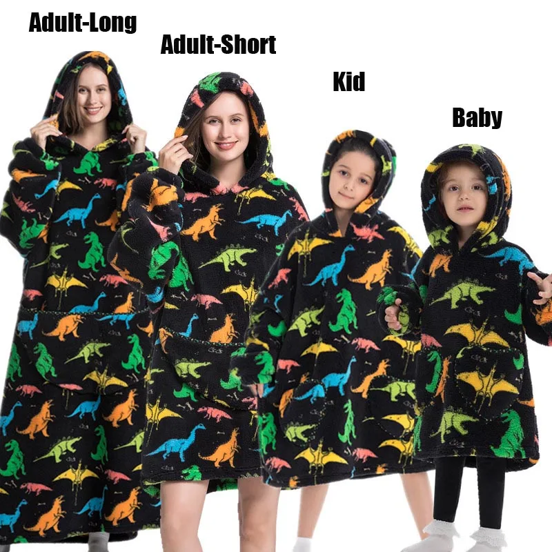 Plush Fleece Family Matching Hoodie Girl Sweatshirt Homewear Men Women Children Thick Pullover Oversize Winter Sherpa Blanket - Image 29