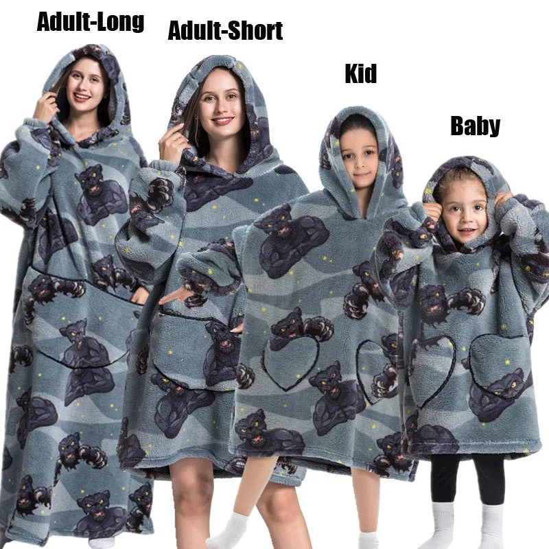 Plush Fleece Family Matching Hoodie Girl Sweatshirt Homewear Men Women Children Thick Pullover Oversize Winter Sherpa Blanket - Image 16