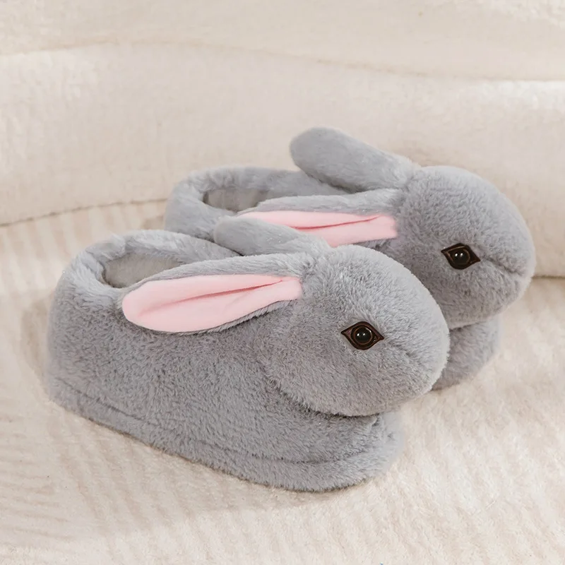 Cute Rabbit Slippers Women Cartoon Bunny Shoes Warm Faux Fur Soft Sole Girls Indoor Home Floor Slipper Funny House Footwear - Image 7
