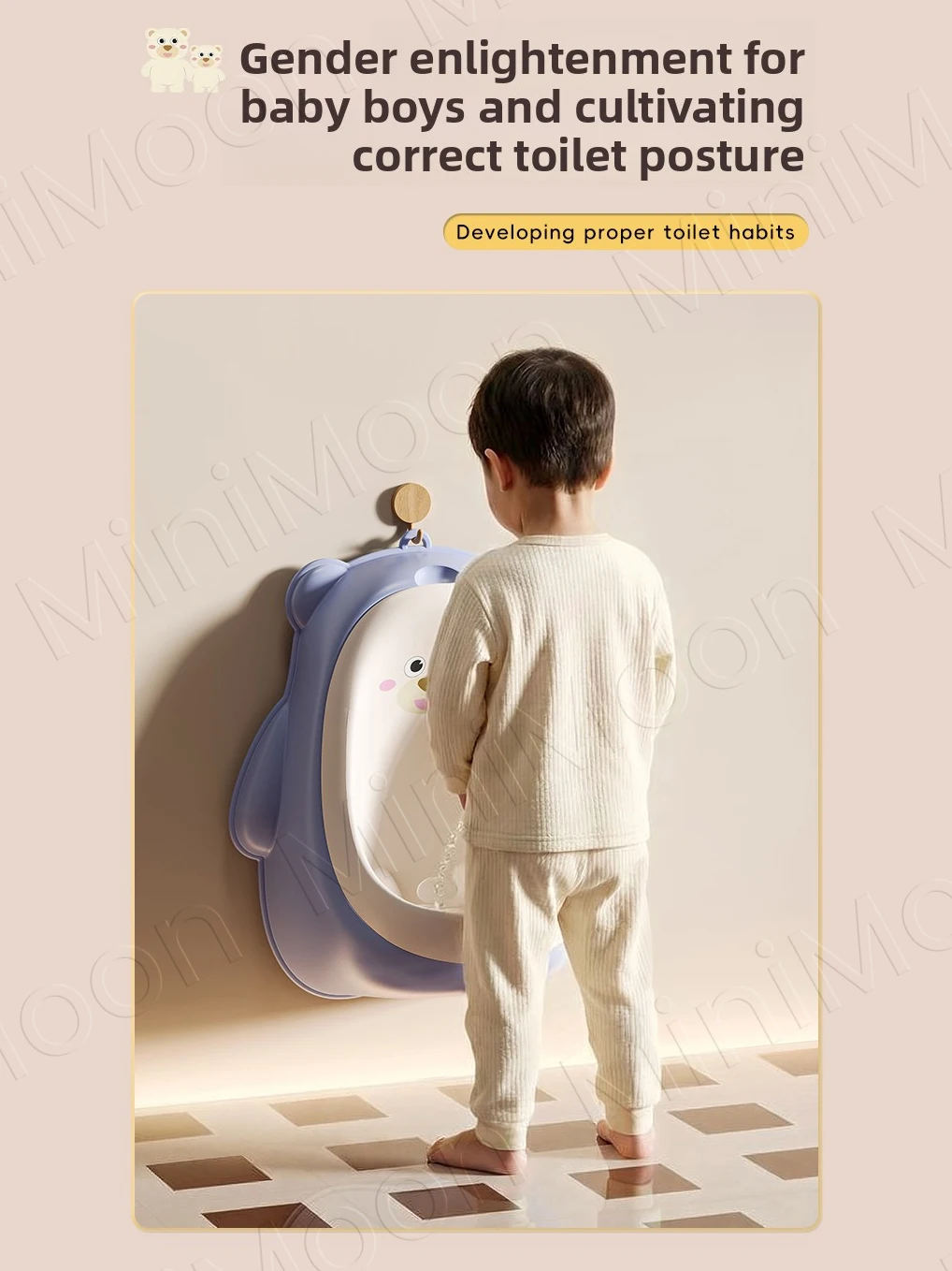 Standing Potty Trainer for Boys, Portable Bear Urinal with Fun Aiming Target - Image 6