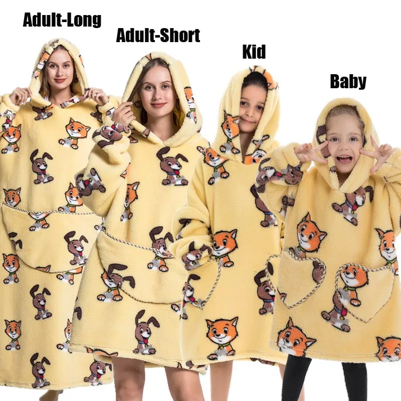Plush Fleece Family Matching Hoodie Girl Sweatshirt Homewear Men Women Children Thick Pullover Oversize Winter Sherpa Blanket - Image 32
