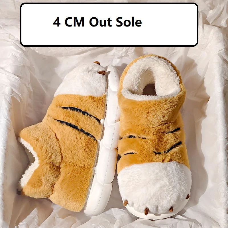 Tiger Paw Plush Slippers for Women & Men | Furry Winter House Shoes - Image 5