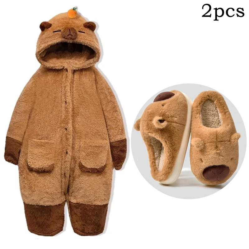 Adult Capybara Robes Onesies Pajamas Cartoon Pyjama Animal Kigurumi Slipper Halloween Cosplay Costumes Warm Sleepwear Jumpsuit - Image 10