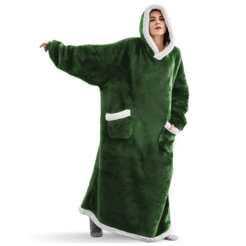Super Long Flannel Blanket with Sleeves Winter Hoodies Sweatshirt Women Men Pullover Fleece Giant TV Blanket Oversized New - Image 7