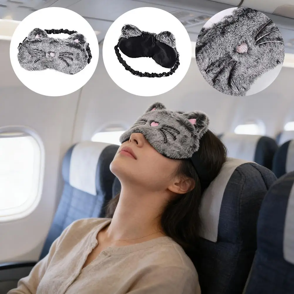 Sleeping Eye Mask Soft Plush Plush Eye Mask Funny Animal Design Lightproof Mask for Travel - Image 5