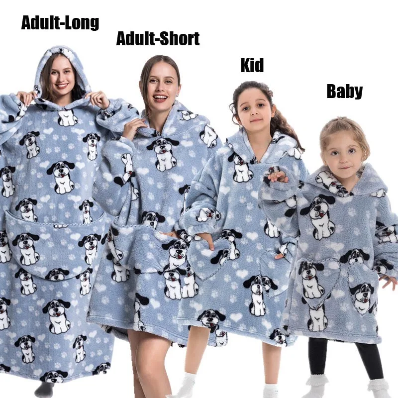 Plush Fleece Family Matching Hoodie Girl Sweatshirt Homewear Men Women Children Thick Pullover Oversize Winter Sherpa Blanket - Image 25
