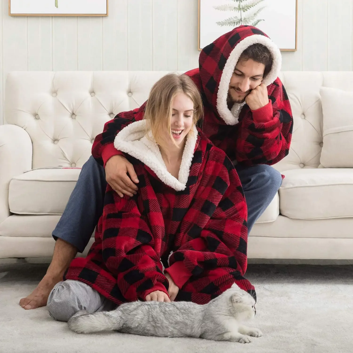 Super Long Flannel Blanket with Sleeves Winter Hoodies Sweatshirt Women Men Pullover Fleece Giant TV Blanket Oversized New - Image 3