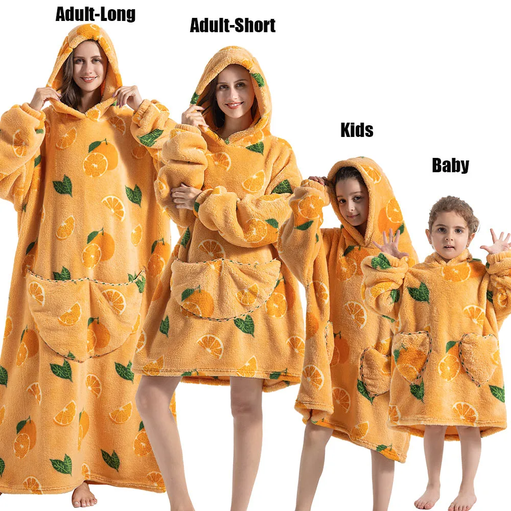 Plush Fleece Family Matching Hoodie Girl Sweatshirt Homewear Men Women Children Thick Pullover Oversize Winter Sherpa Blanket - Image 17