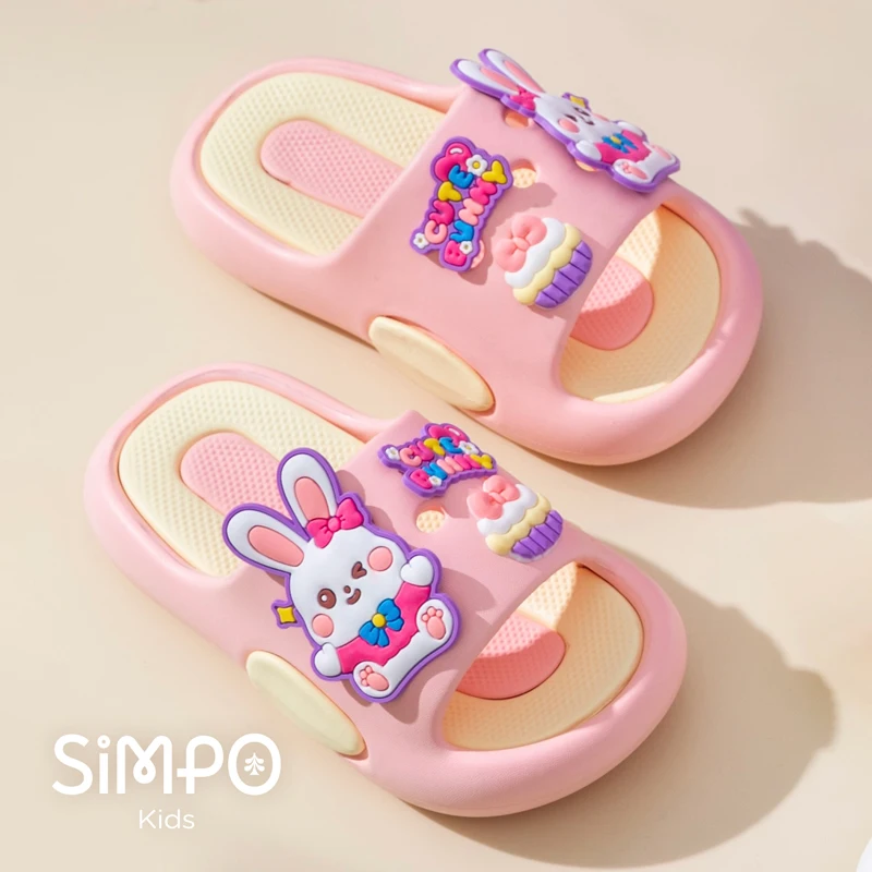 Cute Bunny Children's Home Slippers Girls' Summer Footwear Beach Sandals For Kids Thick Sole Soft Non-slip Home Bathroom Shoes - Image 3