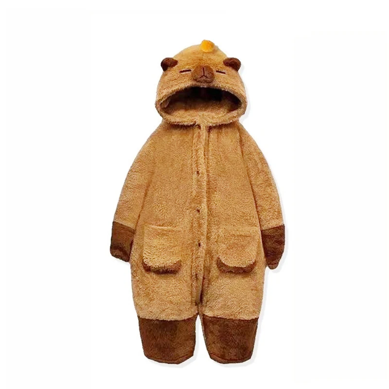 Women Pajamas Lovely Capybara Robe Girls Homewear Anime Onesie for Adults Coral Fleece Warm Pajams Friend Party Holiday Jumpsuit - Image 7
