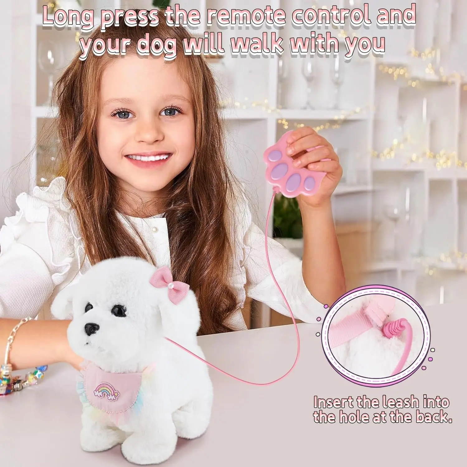 Interactive Stuffed Puppy Toys That Walk&Bark, Walking Dog Toy for Kids with Leash, Remote Control, Girls&Boys Aged 3+ GIFT - Image 3