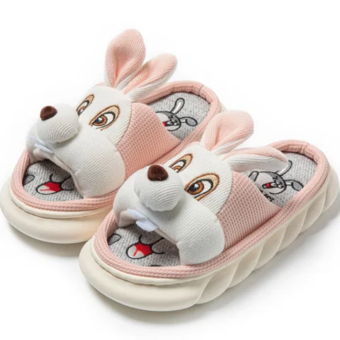 Non Slip Thick Sole Slippers for Women Men Linen Home Sandals Odor Resistant Comfortable Indoor Shoes