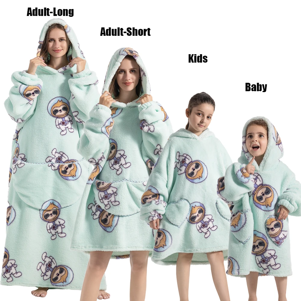 Plush Fleece Family Matching Hoodie Girl Sweatshirt Homewear Men Women Children Thick Pullover Oversize Winter Sherpa Blanket - Image 10