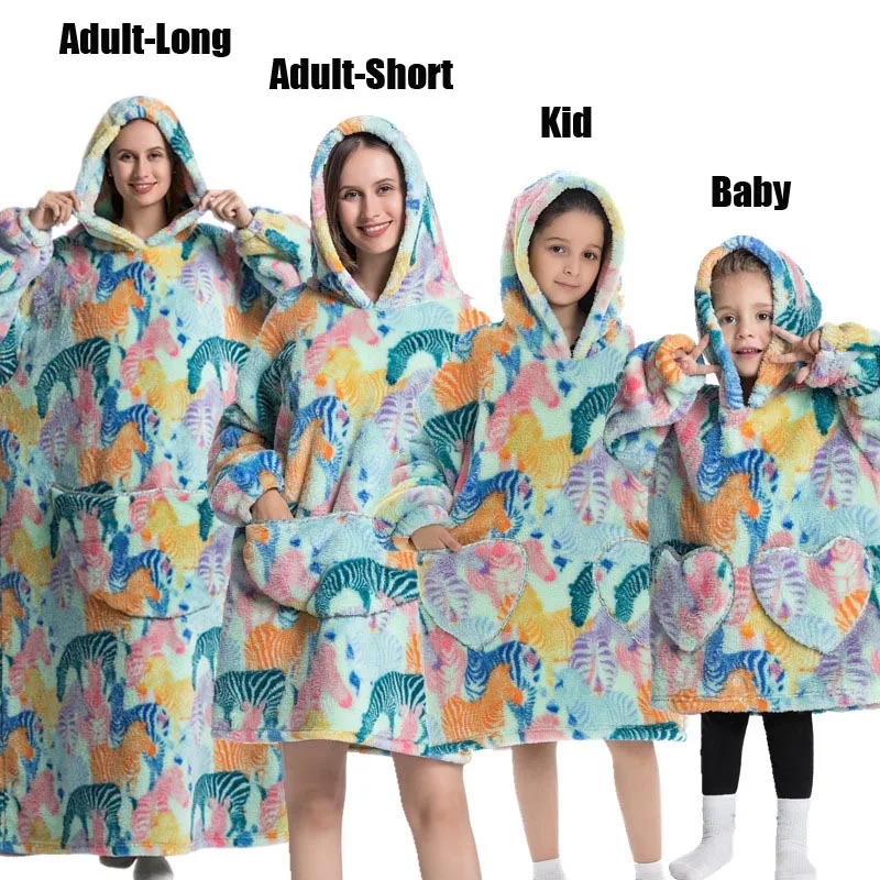 Plush Fleece Family Matching Hoodie Girl Sweatshirt Homewear Men Women Children Thick Pullover Oversize Winter Sherpa Blanket - Image 30