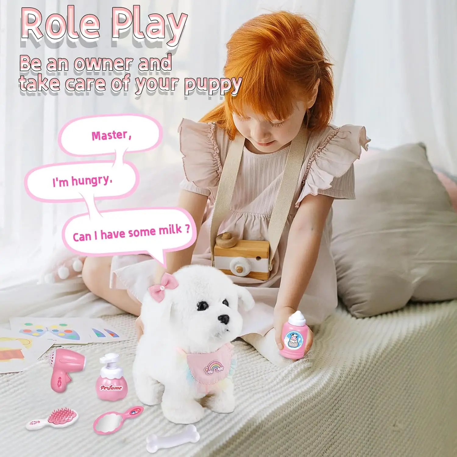Interactive Stuffed Puppy Toys That Walk&Bark, Walking Dog Toy for Kids with Leash, Remote Control, Girls&Boys Aged 3+ GIFT - Image 4