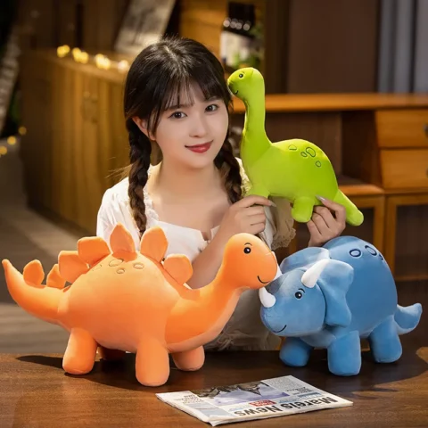 Cartoon Colorful Dinosaur Plush Toy Cute Stuffed Animals Triceratops Plushies Kawaii Soft Kids Toys for Boys Girls Home Decor