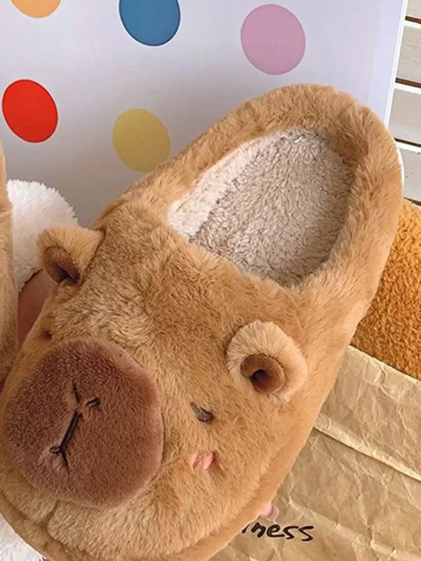 Couple Style Capybara Plush Slippers, Winter Fleece Lined Warm Anti-Slip Soft Sole Home Unisex Indoor Slides - Image 4