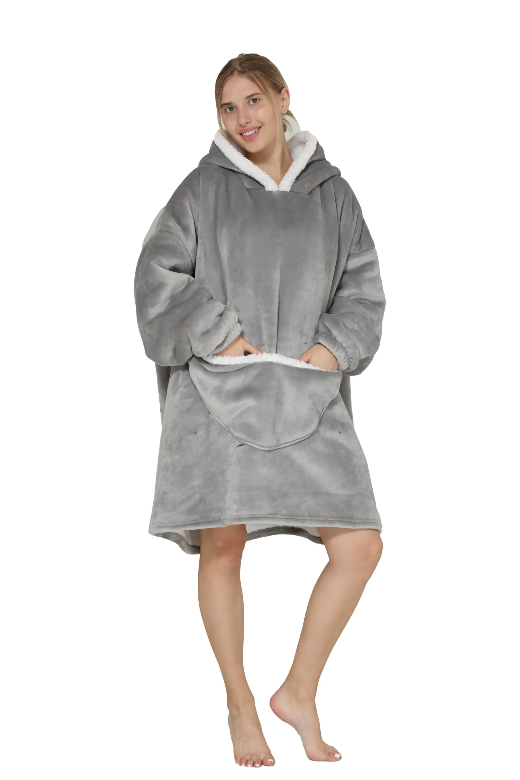 Oversized Wearable Hoodie Warm Flannel Sherpa Blanket Hoodie for Winter Men Women Pullover TV Sweatshirt - Image 15