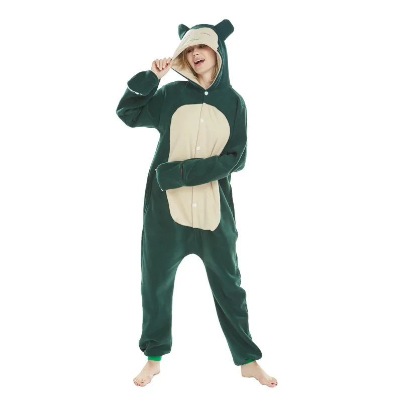 Animal Pajamas Role Playing Solid Color Hooded Adult Cosplay Cartoon Bodysuit Unisex Warm Home Clothes Jumpsuits Blue Clothing - Image 8