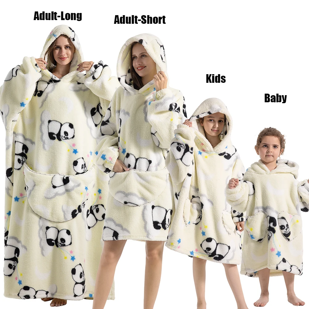 Plush Fleece Family Matching Hoodie Girl Sweatshirt Homewear Men Women Children Thick Pullover Oversize Winter Sherpa Blanket - Image 14