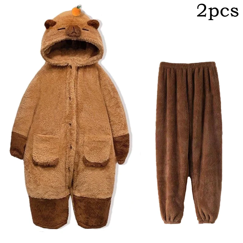 Adult Capybara Robes Onesies Pajamas Cartoon Pyjama Animal Kigurumi Slipper Halloween Cosplay Costumes Warm Sleepwear Jumpsuit - Image 7