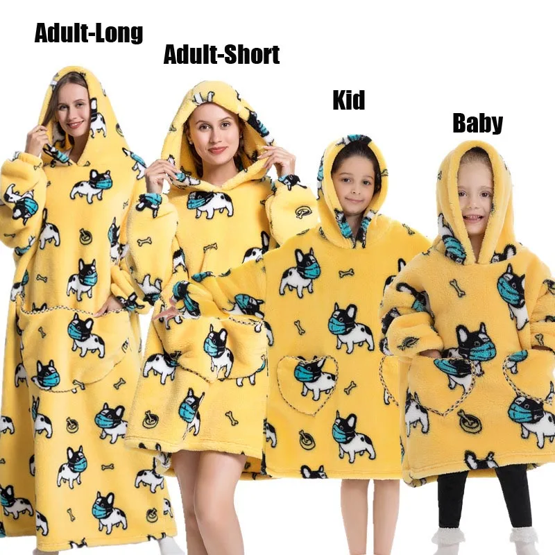 Plush Fleece Family Matching Hoodie Girl Sweatshirt Homewear Men Women Children Thick Pullover Oversize Winter Sherpa Blanket - Image 2