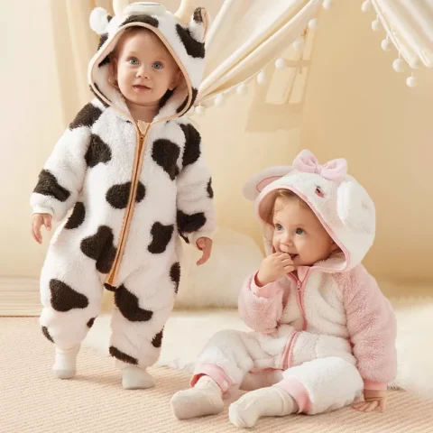 Baby Animal Costume Pajamas - Cute Cartoon Zipper Jumpsuit for Newborn Boys Girls Winter Warm Infant Romper Sleepwear 1-3Y
