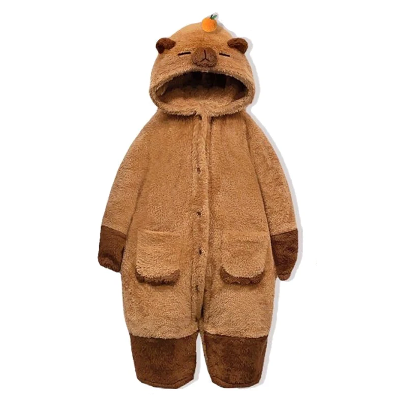 Adult Capybara Robes Onesies Pajamas Cartoon Pyjama Animal Kigurumi Slipper Halloween Cosplay Costumes Warm Sleepwear Jumpsuit - Image 2