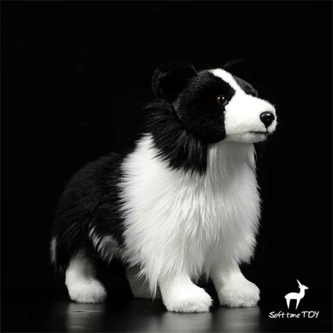 Border Collie Plush Toy – Realistic Sheep Dog Stuffed Animal, Cute Soft Kawaii Plush Doll Gift