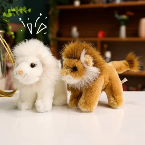 King of the Jungle Fierce Lion Stuffed Toy Soft Plush Animal Lion Emulational White Lion Plushies Doll Boy Gift