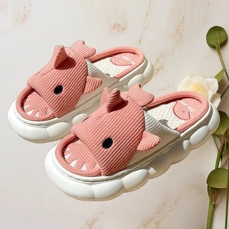 Home Linen Slipper for Women Cute Bunny Clouds Flip Flops Female Design Cozy Shoes Slides Four Season Platform Couples Sandals - Image 9