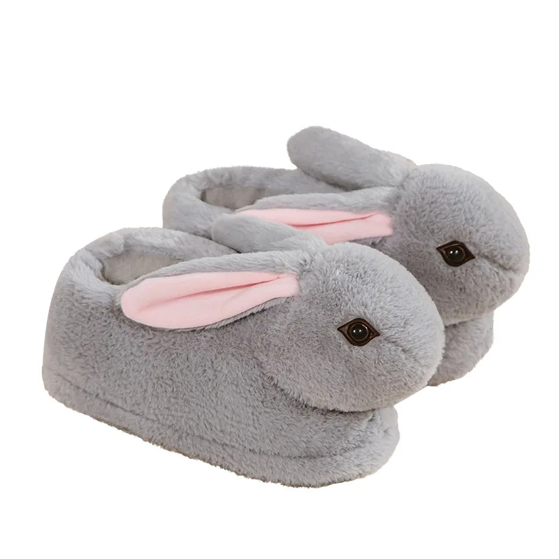 Cute Rabbit Slippers Women Cartoon Bunny Shoes Warm Faux Fur Soft Sole Girls Indoor Home Floor Slipper Funny House Footwear - Image 6