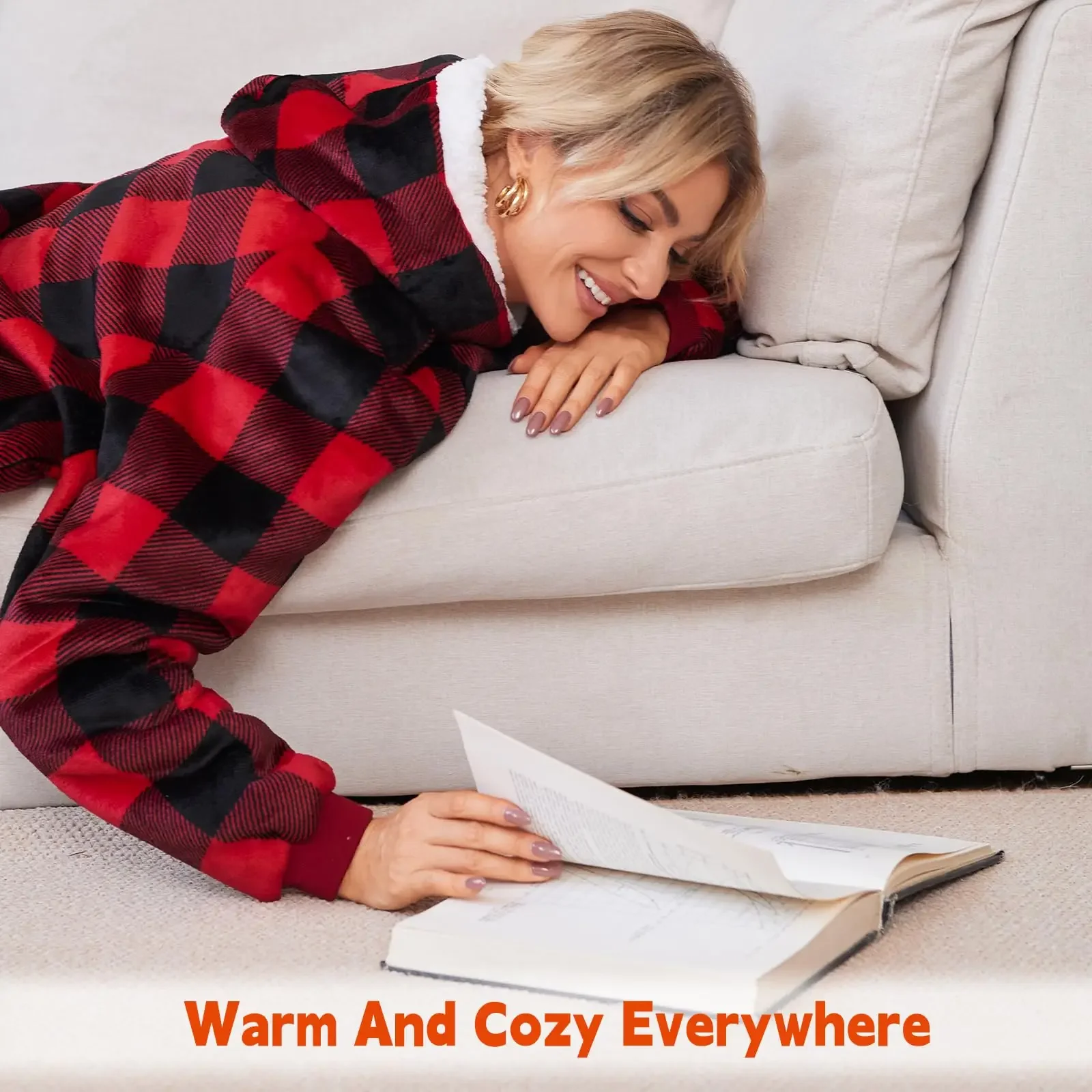 Super Long Flannel Blanket with Sleeves Winter Hoodies Sweatshirt Women Men Pullover Fleece Giant TV Blanket Oversized New - Image 6