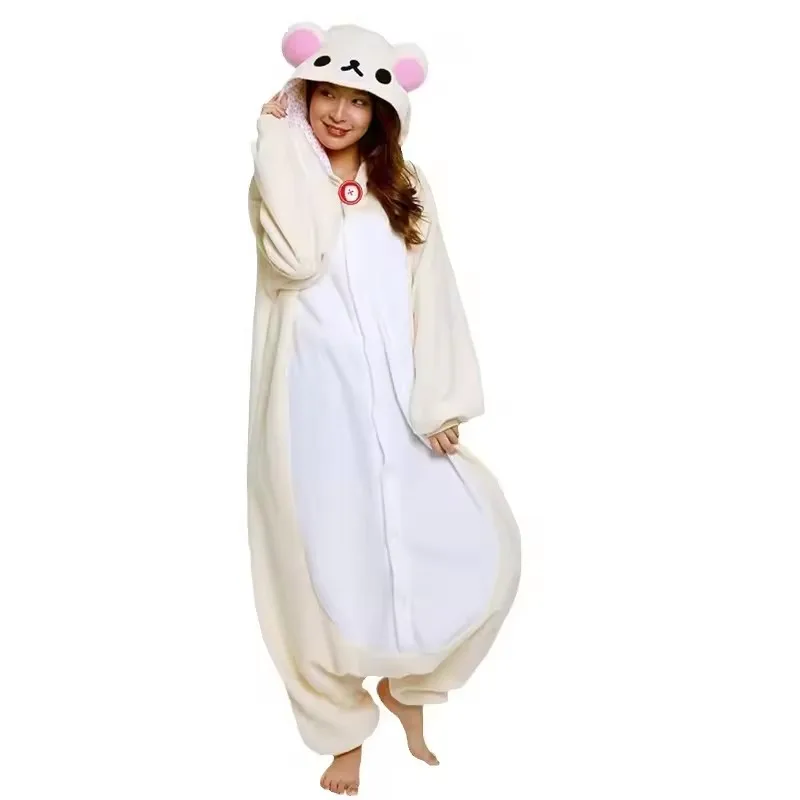Halloween Christmas Cartoon Bear Pajama Rilakkuma Kigurumi Unicorn Adult Anime Jumpsuit Cute Cartoon Sleepwear Buttons Slippers - Image 4