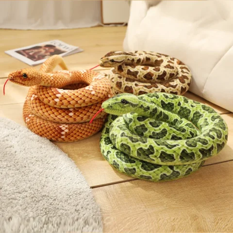 2M/3M Real Life Snake Plush Toy Giant Piebald Snake Stuffed Long Snake Plush Brown Yellow Green Creative Decor Gift