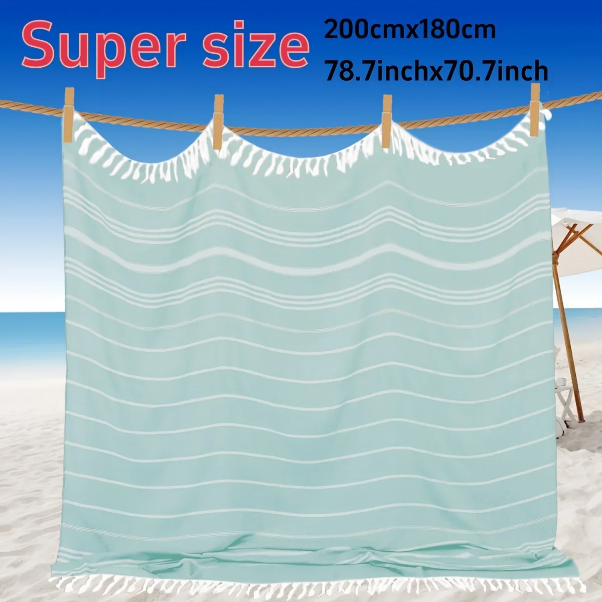 Giant Turkish Towel Extra Large Bohemian Blanket Quick Dry Sand Resistant Soft Thin Compact Adult Outdoor Beach Daily Use Gear - Image 9