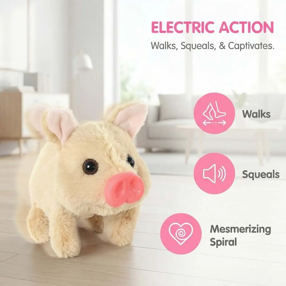 with Wagging Tail Electric Pig Plush Toy Can Walking Simulation Electric Walking Plush Pig Toy Funny Cute - Image 2