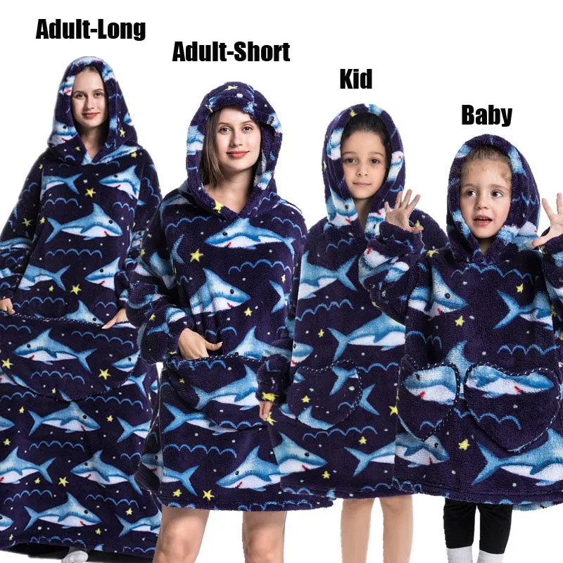 Plush Fleece Family Matching Hoodie Girl Sweatshirt Homewear Men Women Children Thick Pullover Oversize Winter Sherpa Blanket - Image 23