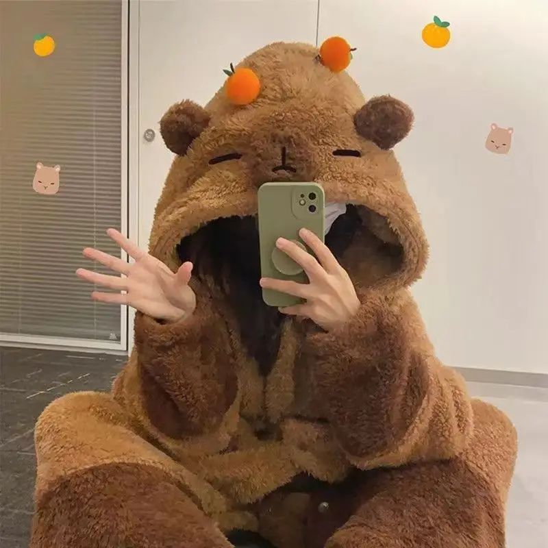 Capybara Women's Pajamas Set Sleepwear Cosplay Unicorn Kigurumi Costume Robes and Pants Slipper Backpack Anime Nightgown Hooded - Image 3