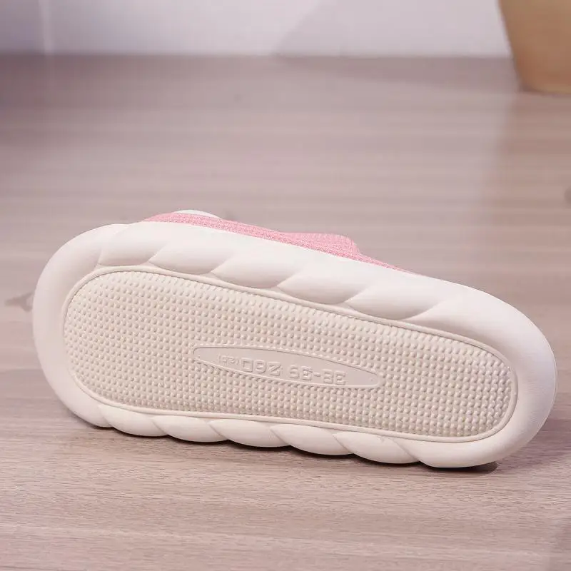 Platform Slippers Women Home Casual Cartoon Pig Designer Shoes Girls Flats House Cotton Linen Cute Slippers Open Toe Fashion - Image 6