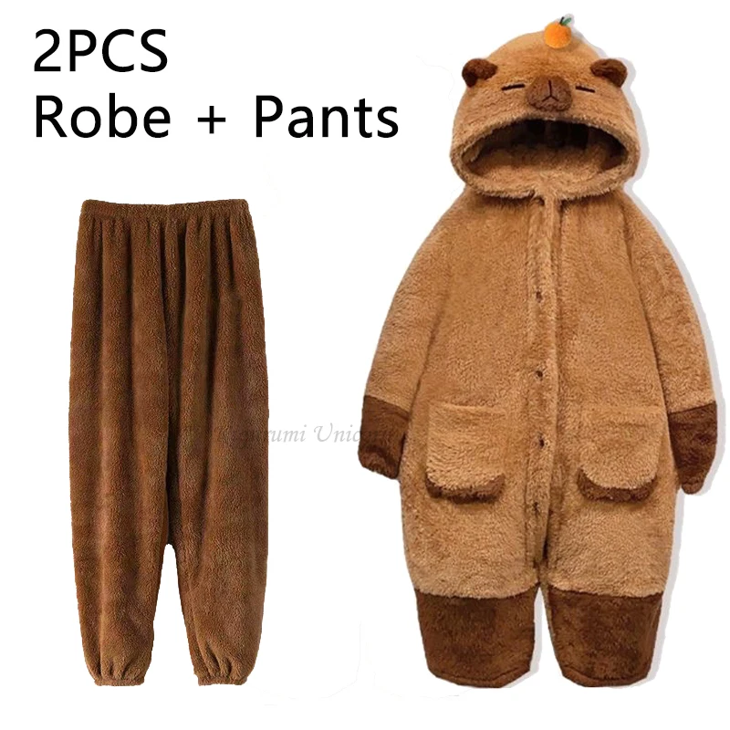 Capybara Women's Pajamas Set Sleepwear Cosplay Unicorn Kigurumi Costume Robes and Pants Slipper Backpack Anime Nightgown Hooded - Image 8