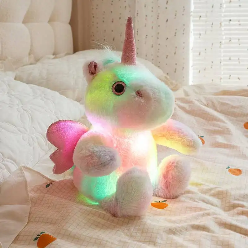 The latest luminous unicorn horse Kawaii plush toy figurine doll cartoon anime cute companion sleeping children gift doll - Image 3