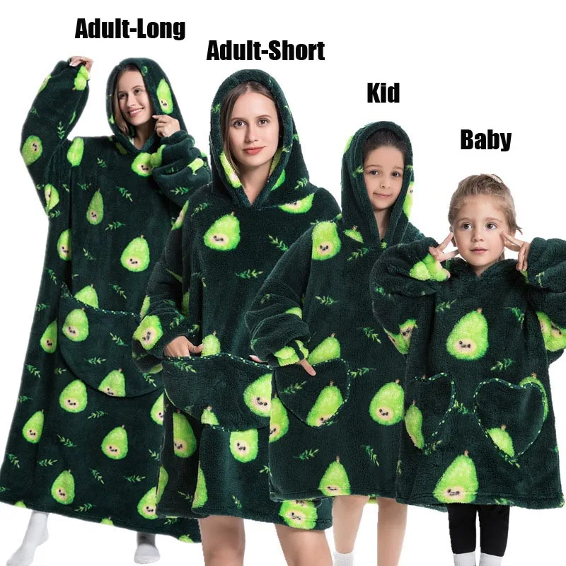 Plush Fleece Family Matching Hoodie Girl Sweatshirt Homewear Men Women Children Thick Pullover Oversize Winter Sherpa Blanket - Image 31