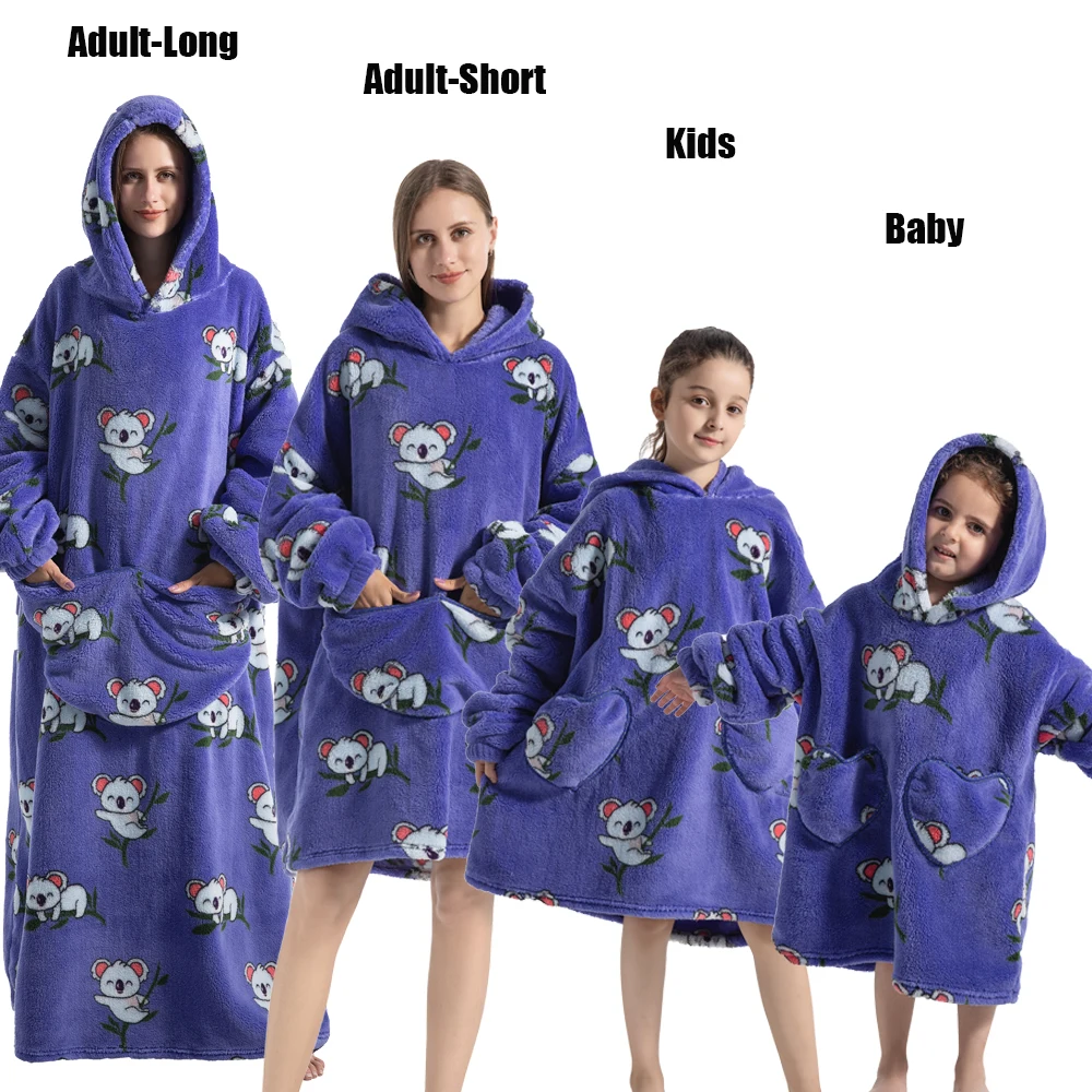Plush Fleece Family Matching Hoodie Girl Sweatshirt Homewear Men Women Children Thick Pullover Oversize Winter Sherpa Blanket - Image 8