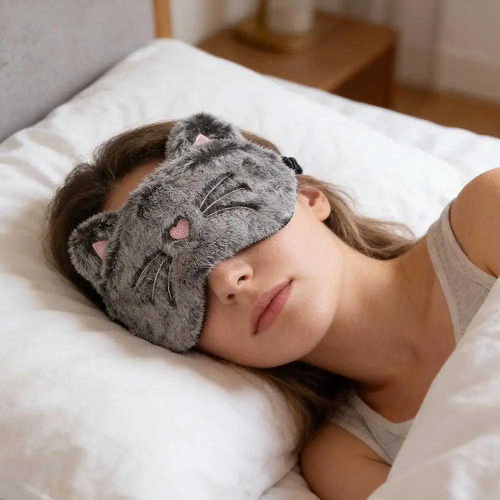 Sleeping Eye Mask Soft Plush Plush Eye Mask Funny Animal Design Lightproof Mask for Travel - Image 2